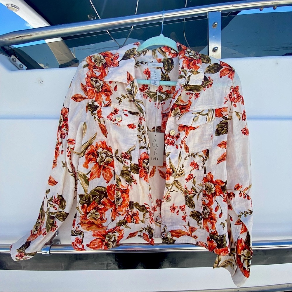 Joie Floral Button Down Linen Jacket - NWT Size M